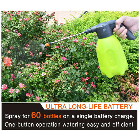 Electric Spray Bottle Half Gallon Plant Mister With Adjustable Nozzles Battery Powered Sprayer For Garden And Indoor Plants in use