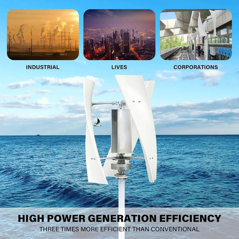 Big Power Vertical Wind Turbine Kit For Home And Biz Use With 12V 24V 48V 220V Output 10000W To 12000W Rugged FRP Blades over ocean