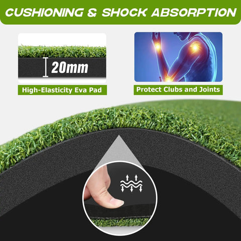 Ultra Thick 36mm Golf Mat 5x4ft Heavy Duty Hitting Mat cushioning and shock absorption detail view