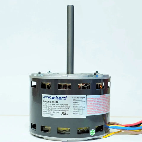Packard 45117 Furnace Blower Motor One Third HP Replacement For Carrier Bryant Payne HC41AE117A 1075 RPM 115V PSC