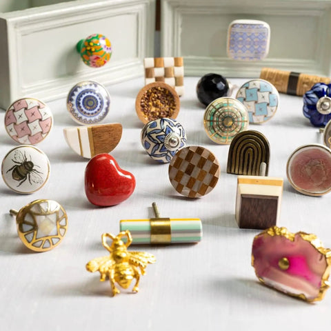 Rock Solid Ceramic Drawer Knobs With Crisp White Stripes For Kitchen Cabinets And Dressers Handmade Luxury Appeal 100 Pack assorted colors and designs
