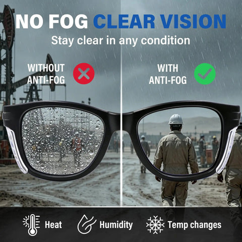 Clear Anti Fog Scratch Resistant Safety Glasses With Side Shields And Uv Protection Built For Jobsite Hustle And Shop Floor Grind Lightweight Impact Resistant Eyewear For Construction Pros with rain droplets.
