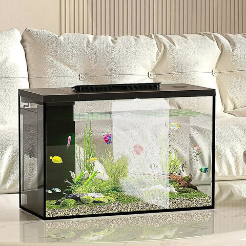 Large Fish Tank Divider Set With Adhesive Mounts And Tie Wraps, Cuttable Adjustable Aquarium Separator Panel isolating fish.