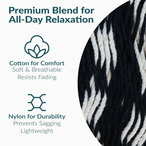 XXL Handwoven Mayan Double Hammock For Outdoor Use With Thick Cord 156 Inch Wide 90 Inch Deep and 625 Pound Capacity material blend