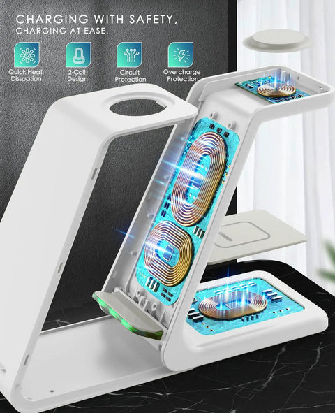Interior coils of All In One Wireless Charging Station With Upgraded 2026 Fast Desk Charger for enhanced charging efficiency.