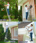 Extendable Aluminum Telescoping Ladder With One Button Retraction 12.5 Ft used for pruning, fixing lamp, monitor, cleaning roof