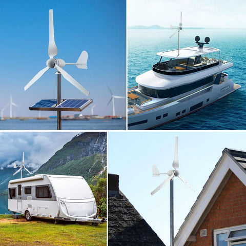 800W 48V Wind Turbine With Hybrid Charge Controller Kit Three Blade Outdoor Wind Power Generator on home, RV, and boat setup