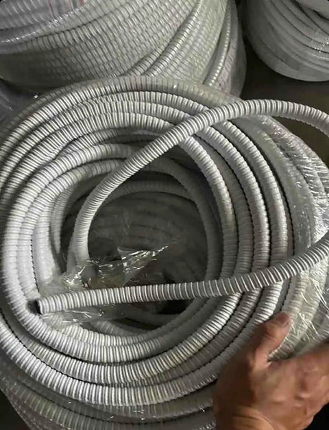 Rock Solid Flexible Corrugated Electrical Conduit With Heavy Duty Pvc Cladding For Indoors And Outdoors 328 Ft Run 1 Cm Bore coils image.