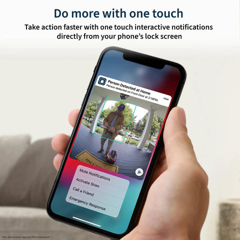 Phone displaying notification from Hardwired Video Doorbell With HD Video And 180 Degree Field Of View Night Vision Two Way Audio Front Door Security Cam Easy Install Using Your Existing 16 to 24 Volt Chime Wiring Black AVD1001B