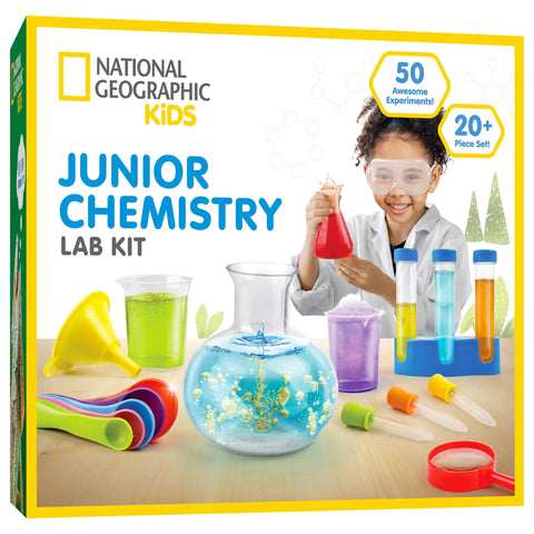 Junior Chemistry Lab Kit For Kids Aged Four And Up With Fifty Hands On Experiments And Twenty Plus Lab Tools packaging