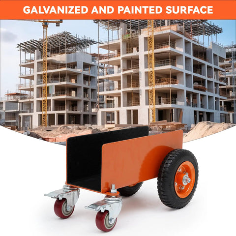 Heavy Duty Panel Dolly Cart With 1200 Lbs Capacity Four Smooth Roll Wheels Rustproof Steel Build To Haul Drywall Or Doors like a badass on tight job sites. Galvanized surface and sturdy wheels visible.
