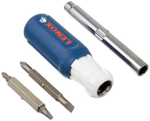 9-In-1 Screwdriver Multi Tool With Slip Resistant Ergonomic Grip For Maximum Torque, Blue Finish, Multiple Bits Shown