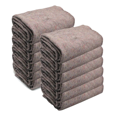 12 Pack 80 By 72 Inch Heavy Duty Textile Moving Blanket Furniture Pad for safe move and protection, stacked view