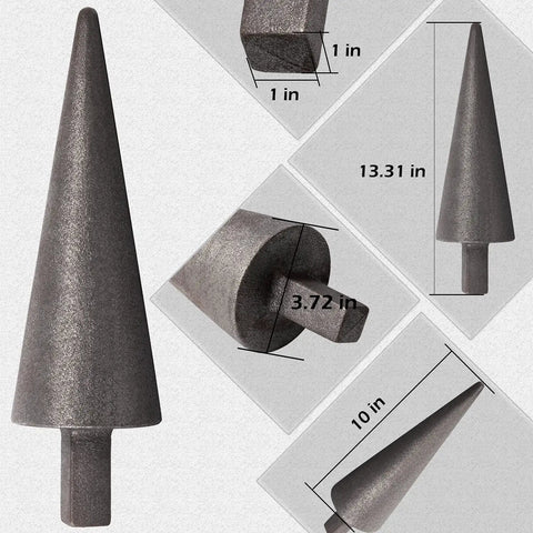 Anvil Mandrel Forming Cone For 1 Inch Hardy Hole, metal shaping tool dimensions and details, durable steel cone for forge work.