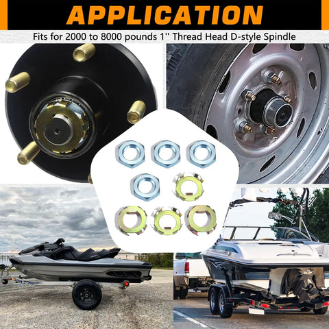 Beefy Heavy Duty D Style Trailer Spindle Nuts And Retainers Kit For 2000 To 8000 Lbs 1 Inch Thread Head 4 Axle Nuts And Retainers