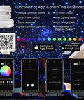 App control interface for Dual Head RGBW Fiber Optic Light Kit For Home with Twinkle and Music Modes, star ceiling display.