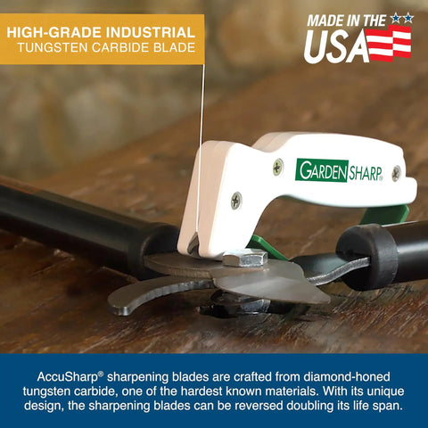 Garden Tool Sharpener With Diamond Honed Tungsten Carbide Blades Keeps Lawnmower Blades Razor Sharp In Just A Few Easy Strokes