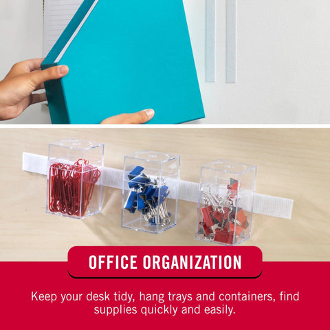 Self-Adhesive Hook And Loop Fasteners Roll Fifteen Feet By Three Quarter Inch White organizing office supplies on desk