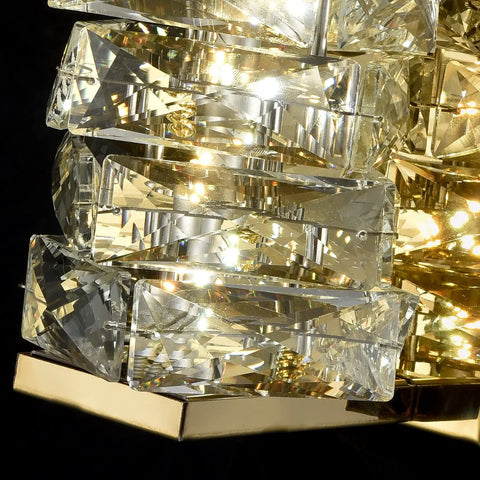 Close-up of Dope Gold Crystal Wall Sconce With Stainless Steel Fixture For Living Room And Bathroom 8W 4000K Not Dimmable Modern Luxe Lighting