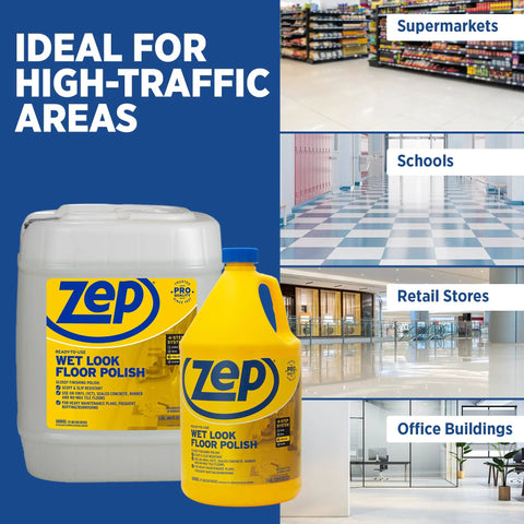 Wet Look Floor Polish 1 Gallon for a Killer Gloss, Long Lasting Shine on Hardwood, Tile, Vinyl and Concrete Floors packaging