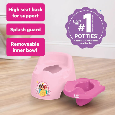 Disney Princess Toddler Potty Training Seat Big Kid Leap With Removable Bowl Splash Guard showing high seat back design and removable bowl.