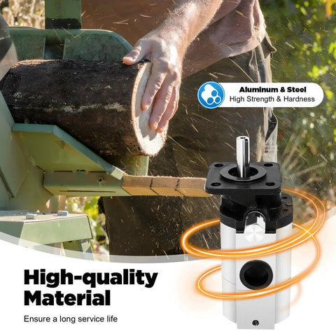 Heavy Duty Two Stage Hydraulic Pump 16 GPM 3000 PSI High Low Pressure Gear Pump For Log Splitters in use with logs.