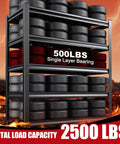 Set of 2 71 Inch Heavy Duty Garage Shelving Units with tires, 5 Tier Adjustable Steel Shelves, 2500 Lbs Total Capacity