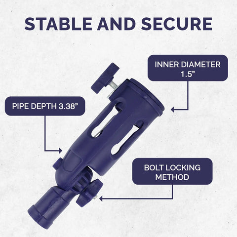 Close-up of bolt locking mechanism on blue Multi Angle Paint Brush Extender Pole Kit With Rotating Head And Secure Grip shown in detail