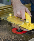 Grr-Rip Block 3D Pushblock System For Table Saws, Smart Pushblock With Gravity Heel in use on a woodworking router table.