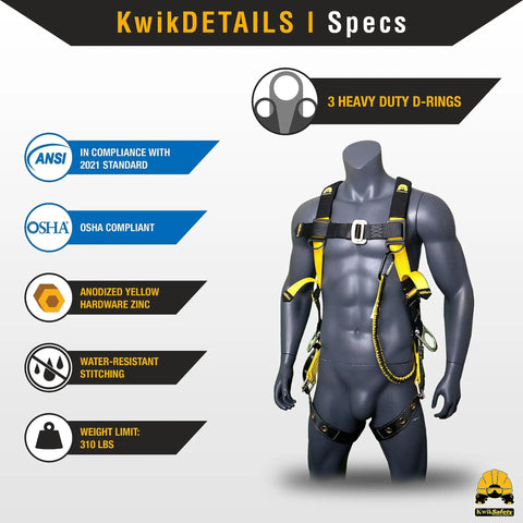 SUPERCELL Safety Harness 2 Pack Boss Level Full Body Fall Protection with Premium Shoulder Padding on mannequin