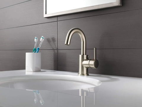 Precept Single Hole Bathroom Faucet in Brushed Nickel Finish With No Fuss Easy Install Single Handle Design Includes Pop Up Drain Assembly
