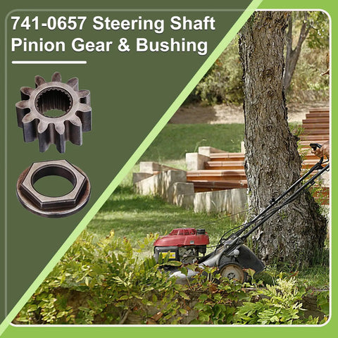 Heavy Duty Replacement Steering Shaft Pinion Gear And Bushing Kit For MTD Toro Cub Cadet Lawn Tractor, showing 741-0657 gear and bushing.