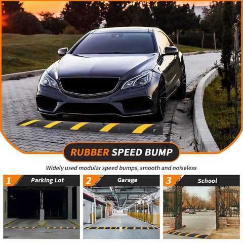 Car crossing 6 Ft Rubber Speed Bumps 2 Pack Heavy Duty Driveway Ramp For Gravel Road And Parking Lot Asphalt Protect Cables