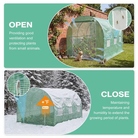 Replacement Greenhouse Cover For 10 Foot By 7 Foot By 7 Foot Large Walk In Tunnel Outdoor Plant Growing Greenhouse Spare Parts Cover Durable Waterproof UV Resistant PE Shield For Seasonal Use
