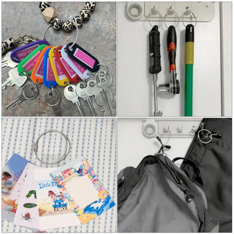 Stainless Steel Wire Key Ring Cables 25 Pack, 4.6 Inch Loops For Travel Luggage Tags, Keys, Dog Tags, Hanging Tools