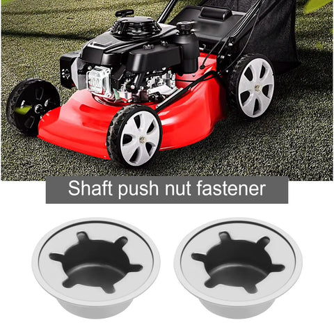 10 Pack Badass Heavy Duty Axle Push Nuts Rock Solid 5/8 Inch Shaft Fasteners for lawn mower and cart applications.