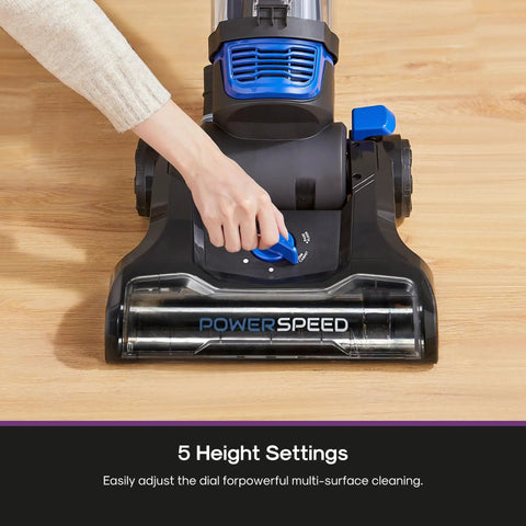 Adjusting height settings on Eureka PowerSpeed Lightweight Upright Vacuum Cleaner With Upgraded Cyclone System.