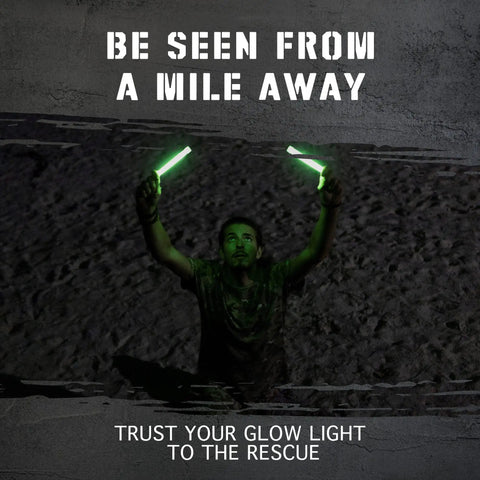 Man holding Bright Emergency Glow Sticks 12 Pack For Survival Gear Camping Lights Power Outages And Military Use Green Long Lasting