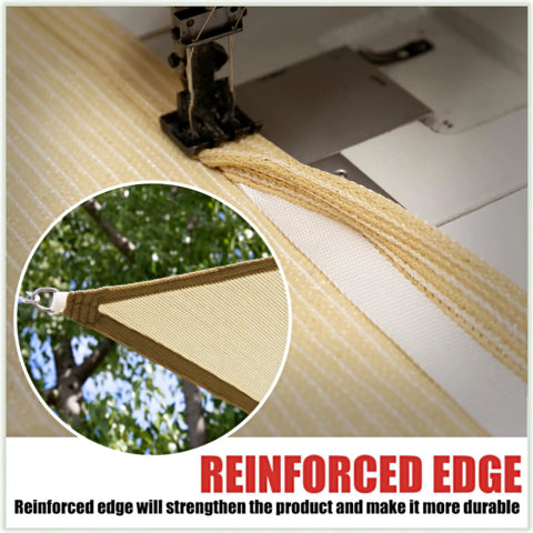 10 By 13 Foot White Sun Shade Sail Rectangle Canopy Awning Fabric Cloth With UV Block UV Resistant detail of reinforced edge