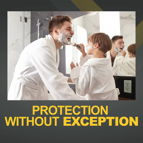 Father and son in bathroom using 10 Pack 20A GFCI Outlets With LED Indicator Self Test Ground Fault Circuit Interrupter Duplex