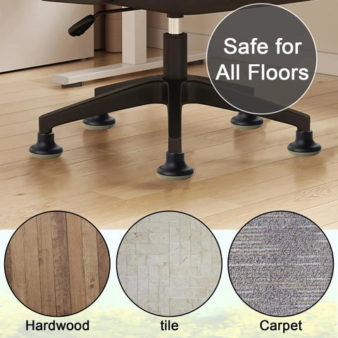 Straight Up Heavy Duty Low Profile Bell Glides For Office Chairs And Sitting Stations on various floor types.