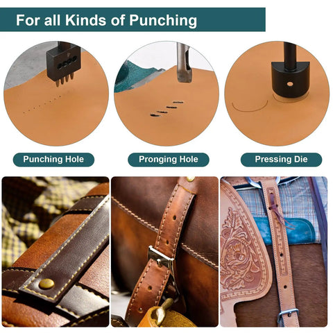Beast Mode Heavy Duty Leather Hole Puncher Hand Press Machine for DIY leather crafting punching, pronging, and pressing applications.