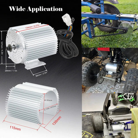 Beast Power 1000W 48V Brushless Go Kart Motor Kit with 3500RPM no load, 30A BLDC controller, handlebar twist grip, mounting setup