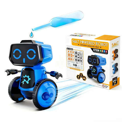Saltwater Powered Robot Kit for STEM Learning No Batteries Needed DIY Science Toy Gift Kid Friendly robot and packaging