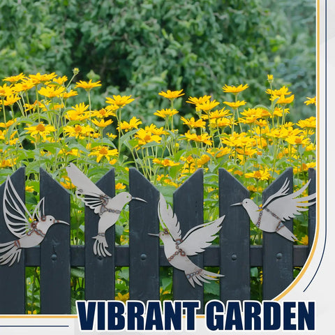 Beginner Weld Kit Four Piece 7.87 Inch Practice Set hummingbird metal on fence with yellow flowers background