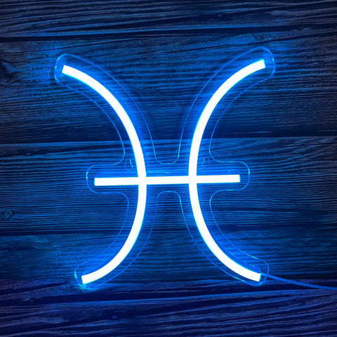 Pisces Neon Sign For Wall Decor Led Zodiac Light Dope Vibe Horoscope Neon Light For Birthday Parties And Home Kids Room