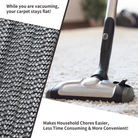 Vacuum on carpet showing Super Strong 4x6 Rug Gripper Pad That Stays Put On Hardwood Tile Floors And Prevents Carpet Slips