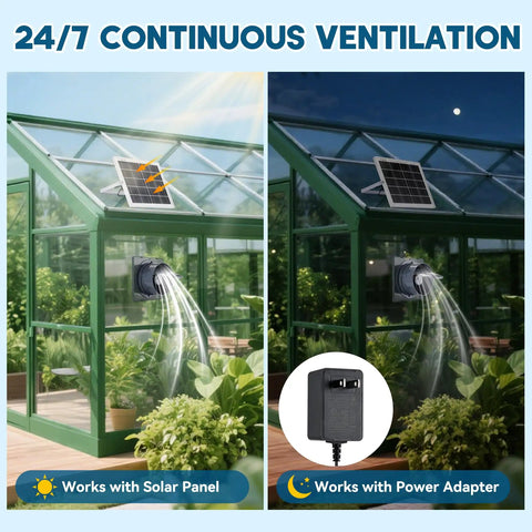 Solar Powered Exhaust Fan Kit With 8 Inch High Speed Vent Fan 25W Solar Panel Bracket Anti Backflow Valve Power Adapter For Shed Greenhouse And Attic Ultra Quiet Brushless Motor Perfect For Shed Greenhouse Attic And Garage Use With Easy Installation