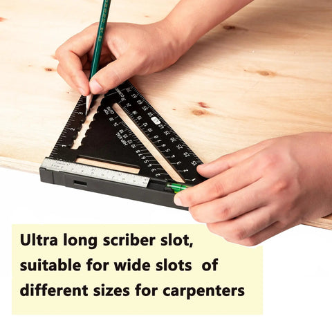 Kickass 7 Inch Rafter Square With Built In Bubble Level Solid Aluminum Carpenter Triangle Layout Gauge For Woodworking Framing use