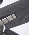 Close-up of blade and brushed steel finish of 56 Inch Euclid Brushed Steel Ceiling Fan With LED Light Kit, Modern Geometric Design.